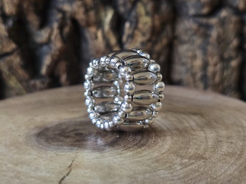 Beaded stretch elastic silver - stretch,