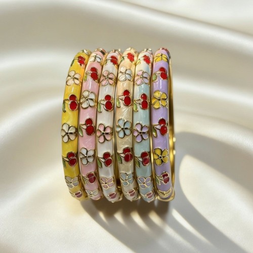 Cloisonne flower cherry bangle - cloisonne,