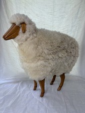 Wool & Carved Wood Lamb Sheep