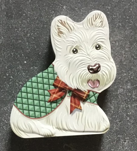 White scottie dog - dog, tin