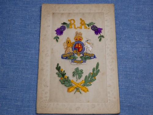 Silk embroidered post card - silk,