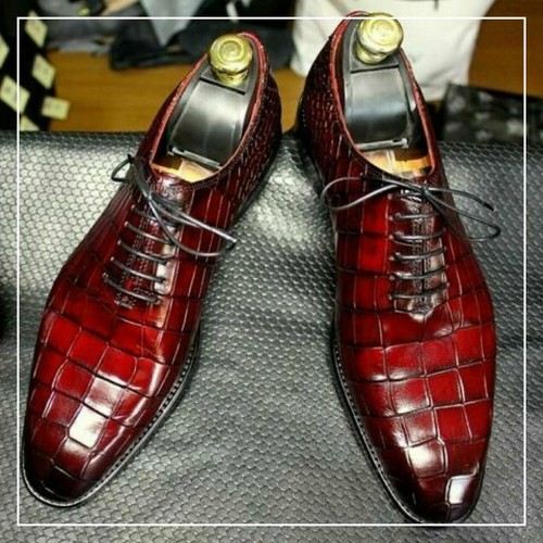 Men handmade shoes - shoes, burgundy