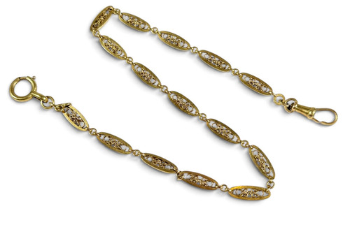 Gold plated pocket watch chain - gold,