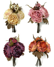 5 Stem Artificial Peony Bundle 28cm - Elegant Wedding/Home Flower Decorations