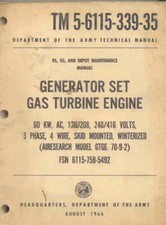 TM5-6115-339-35 Generator Gas Turbine GTGE 70-9-2 Repair Maintenance Operators 