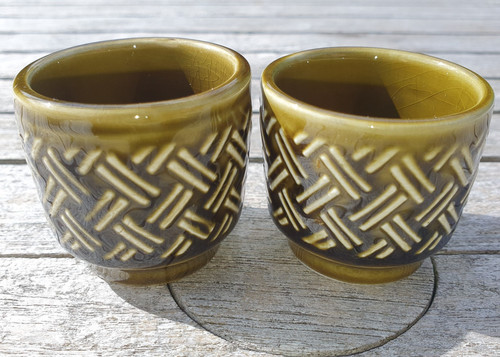 Vintage green basket - green, weave