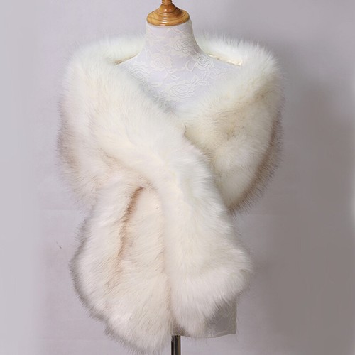 Women faux fur shawl - faux,