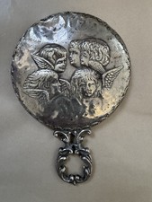 Antique Silver Angel Hand Mirror