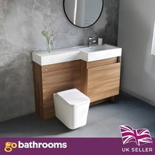Oak Effect Toilet and Sink Vanity Unit 1200mm Right Hand Bathroom WC Sink Unit