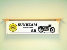 Sunbeam S8 Motorcycle Banner Classic British Bike Workshop Garage Wall Display