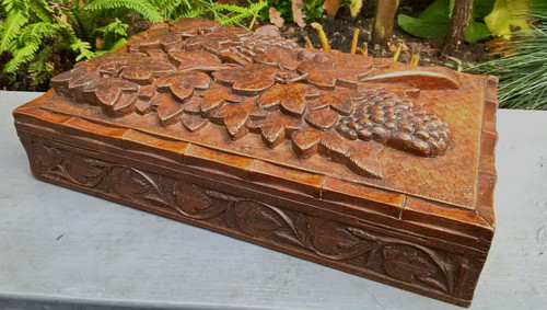 Oriental carved wooden box