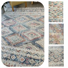 Colourful Aztec Tribal Rugs Pastel Large Small Moroccan Style Living Room Rugs