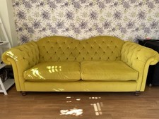 Yellow Velvet 4-Seater Sofa Joules DFS Windsor Chesterfield Style