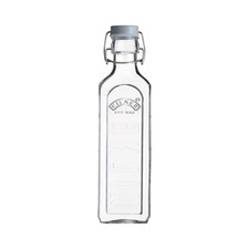 2 x 0.6L Kilner Clip Top Preserve Bottle Clear Glass Square Shape Grey Lid 600ml