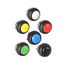 2 x 12mm Round Push Button Momentary Switch Black White Red Yellow Blue Green 