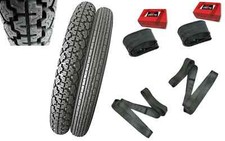 3.25x19 FRONT & 3.50x19 REAR Servis Classic Motorcycle Tyres Pair + Inner Tubes