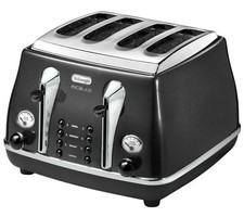 De'Longhi CTOM4003.BK Icona Micalite 4 Slice Toaster Defrost Function 1800w