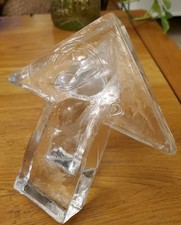 Vintage Ice Glass Sculpture Double Arrow Swirl Design Art Glass Statue