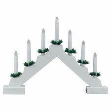 Christmas Candle Bridge 7 LEDs with Timer Wooden Arch White Battery Table Decor