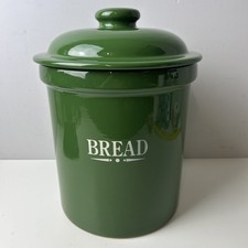 Vintage T G Green Bread Bin Cloverleaf Bread Crock With Lid Green & White