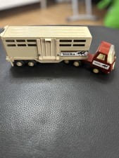 VINTAGE TONKA BROWN SEMI & HORSE TRAILER PRESSED STEEL # 55010