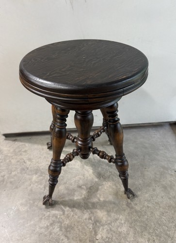 Antique oak swivel piano stool - antique,