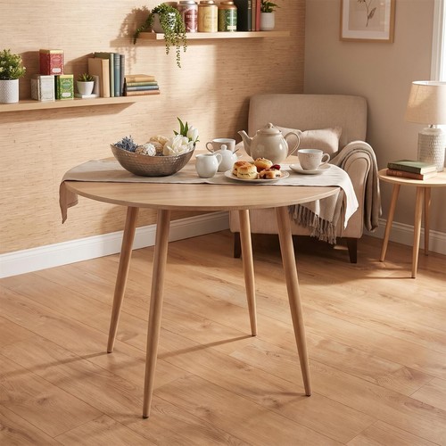 Oak effect round - effect, dining