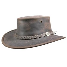 Barmah Bronco Hat Australian Cow Leather Foldable Packable Waterproof Hat