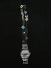SWATCH Watch Plastic Strap + Flowers & Ladybirds WORKING + NEW BATTERY Sz Small