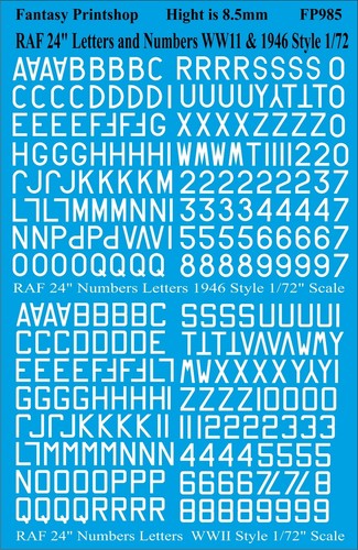Raf numbers and letters - numbers, 24"