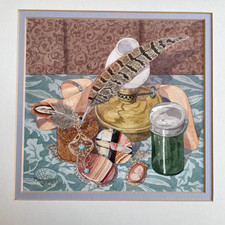 Original signed MARY TOZER Framed 12" Watercolour Painting Oil Lamp Still Life