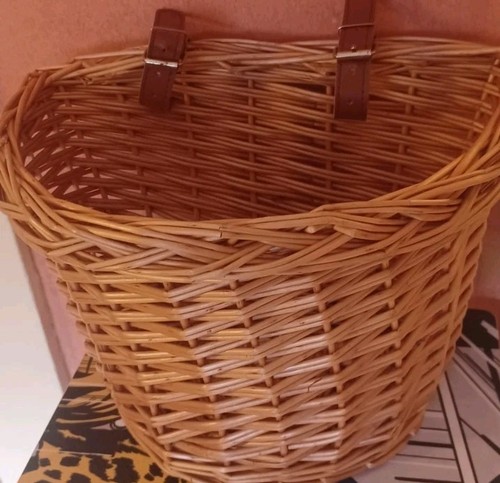 Brown wicker bicycle basket - bicycle,