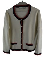 Zara Knit Womans Button Cardigan Jumper Sweatshirt White Size XL
