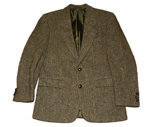 Vintage BHS HARRIS TWEED Green & Brown Wool Country Jacket Mens Small 36R REPAIR