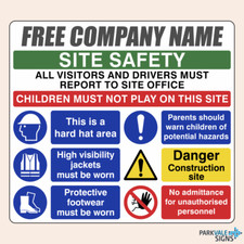 Construction Site Safety Sign (Children) with FREE Company Name