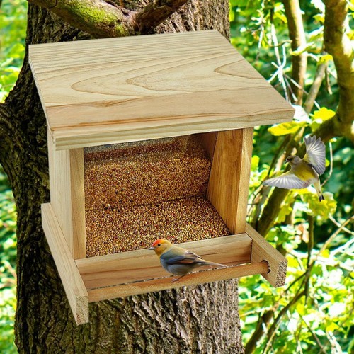 Wooden bird feeder clear - wooden,