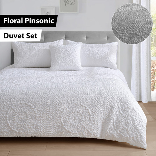 Geometric quilted duvet set - geometric,
