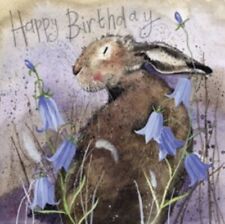 ALEX CLARK HARE & BLUEBELLS CARD ~ HAPPY BIRTHDAY ~ BLANK INSIDE