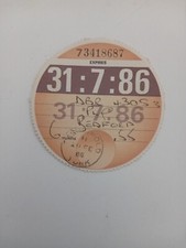1986  July  Vintage Tax Disc