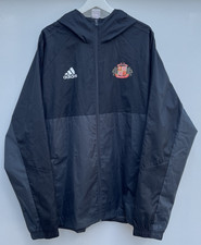 Sunderland 2017/18 Football Jacket Adidas Hooded Full Zip Black Mens XL