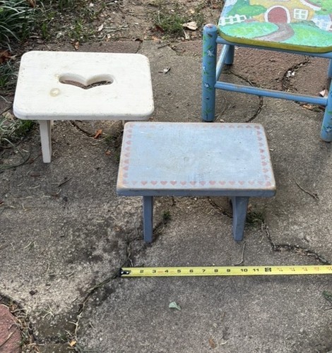 Antique wood wooden stool - 2,