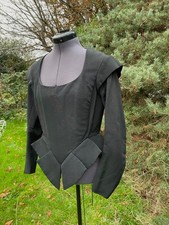 Vtg BBC TV costume Shakespeare Tudor Puritan goth black boned bodice jacket M