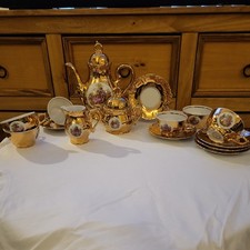 Bondware Fine China Best Porcelain Gold 15-piece, 6 Person Tea/Coffee set. 