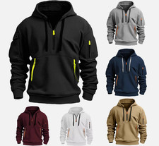 2025 Men's Retro Half-Zip Hoodie - Winter Work Jumper Fleece Pullover S-3XL