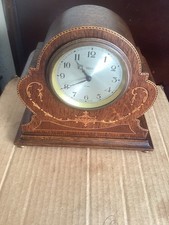A Vintage Smiths inlaid oak 8 day mantel clock,working