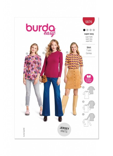 Burda 5876 jersey tops misses - 5876,