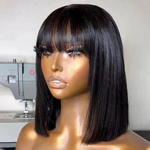 Short bob wig with bangs - wig, |
