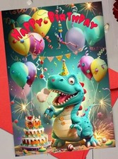 BIRTHDAY CARD Kids Dinosaur