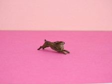 ANTIQUE C1920 MINIATURE COLD PAINTED VIENNA BRONZE RUNNING HARE 1" (2.5cm)