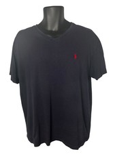 RALPH LAUREN NAVY BLUE T-SHIRT MED COTTON MENS SHORT SLEEVE CASUAL TOP RED LOGO
